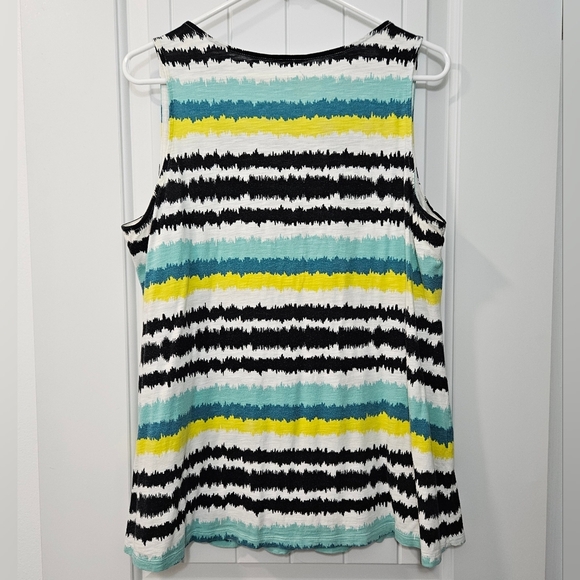 Lane Bryant Babydoll V-neck Sleeveless Top - Multicolor Stripes-Plus Size 16 - Picture 3 of 4